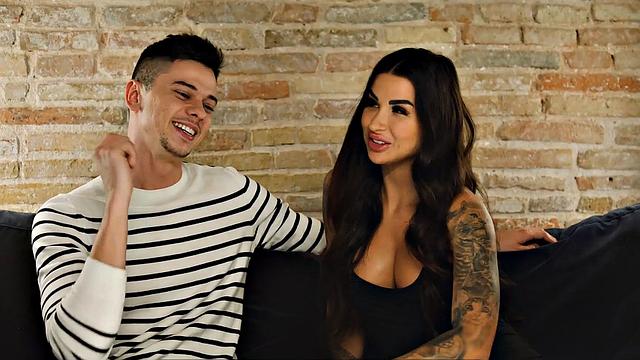 Fiery Heart Romance of Long-Awaited cronys. Brunette with gigantic bra-stuffers gets when meets her old pal - full HD!