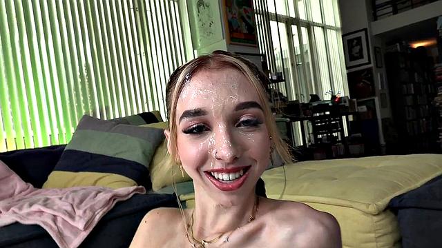 Real skinny 21yo with tattoos spoils POV rod