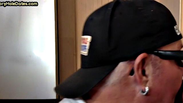 Gloryhole blowjob man sucks cock in homemade closeup