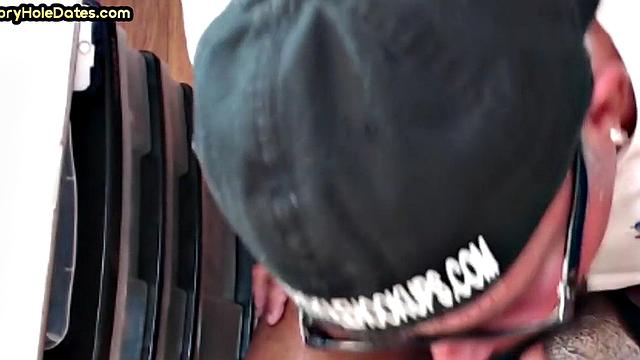 Gloryhole blowjob man sucks cock in homemade closeup
