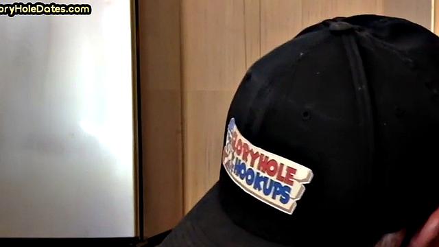 Gloryhole blowjob man sucks cock in homemade closeup