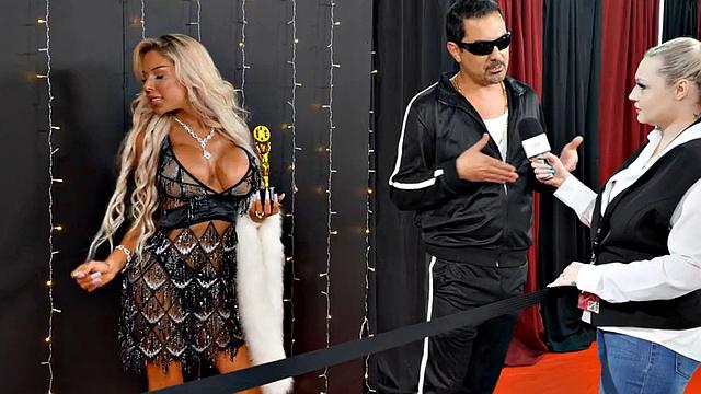 Transgender beauty fucked in tight ass by male fucker