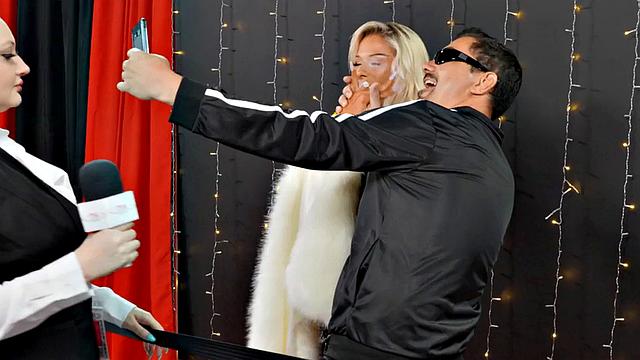 Transgender beauty fucked in tight ass by male fucker