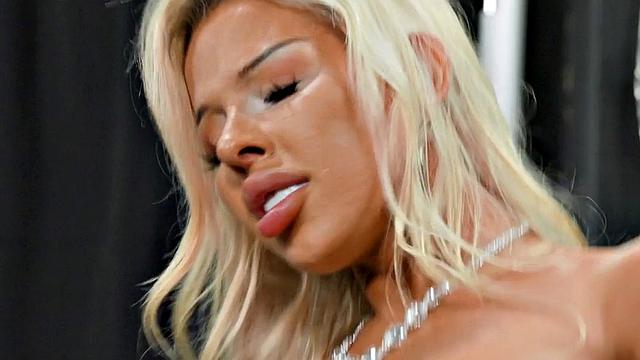 Transgender beauty fucked in tight ass by male fucker