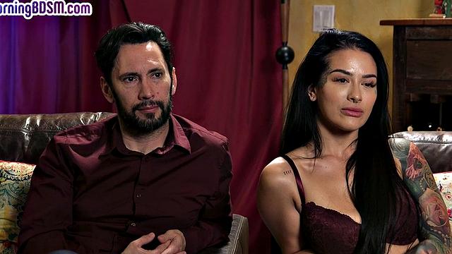 BDSM sub whipped and spanked while pussyfucked