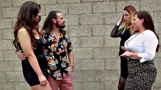 CFNM group of femdom British babes suck and cock