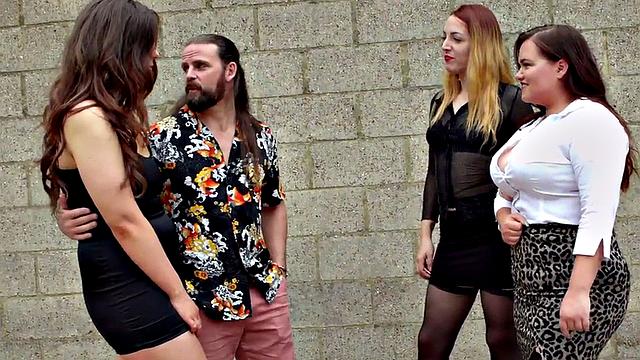 CFNM group of femdom British babes suck and cock