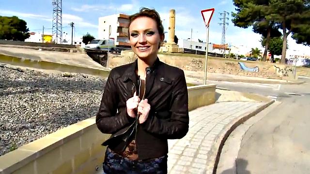 Public cockhungry babe fucked from behind in POV