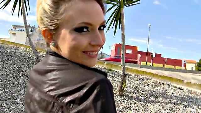 Public cockhungry babe fucked from behind in POV