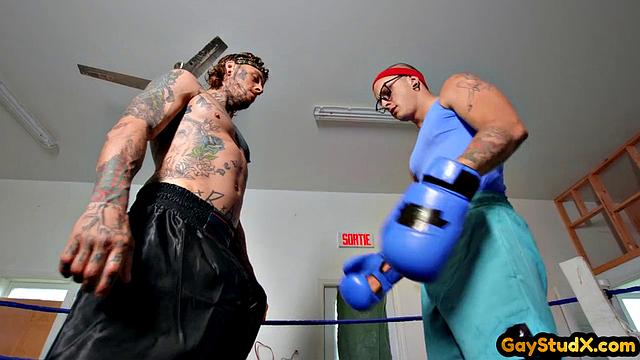 Handsome domino boxer drills sub BFF