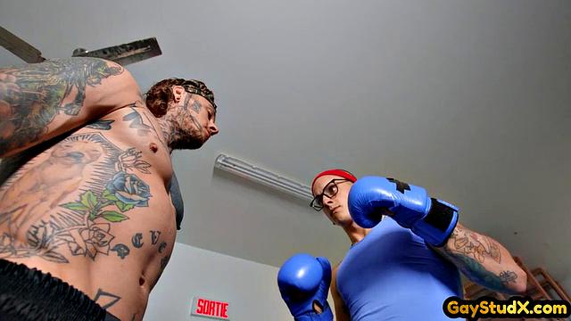 Handsome domino boxer drills sub BFF