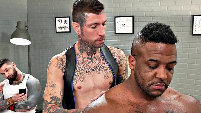 BBC Client Spitroasted By Tattooers - FistingInferno