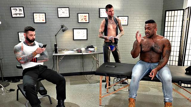 BBC Client Spitroasted By Tattooers - FistingInferno