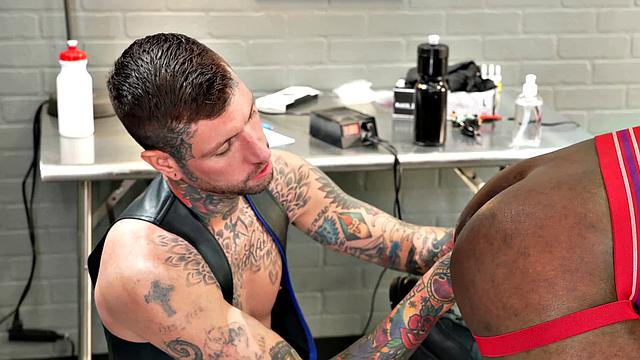 BBC Client Spitroasted By Tattooers - FistingInferno