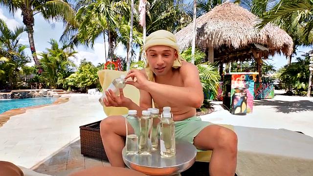 Big ebony babe oiled and fucked by her BF outdoors