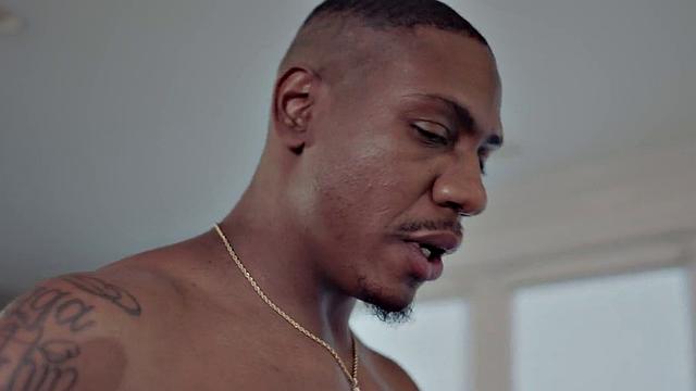 Huge black stud drilling white ass while bottom wanks