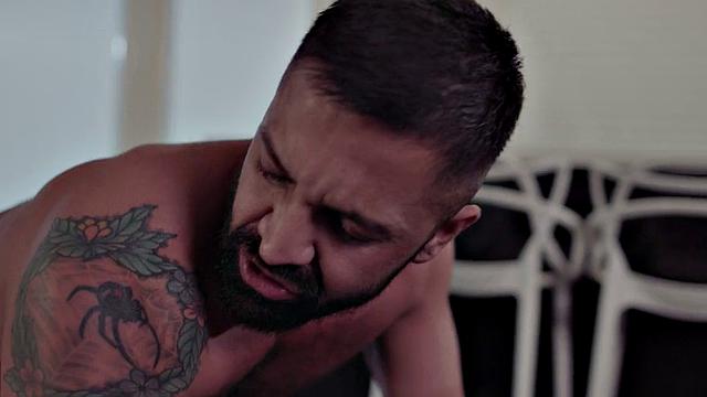 Huge black stud drilling white ass while bottom wanks