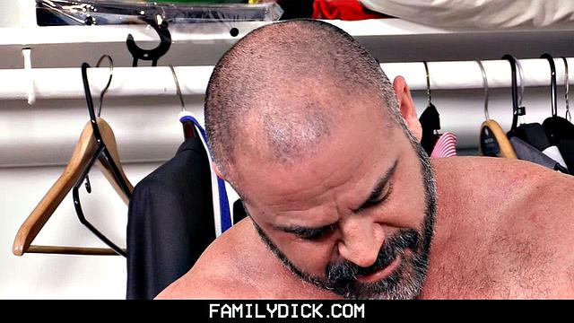 Scruffy stepdad trades favors for deep anal with his grown stepson
