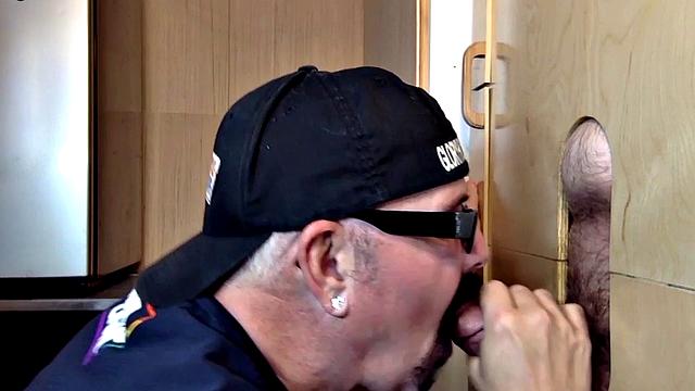 Gloryhole amateur DILF gets fucked after blowjob