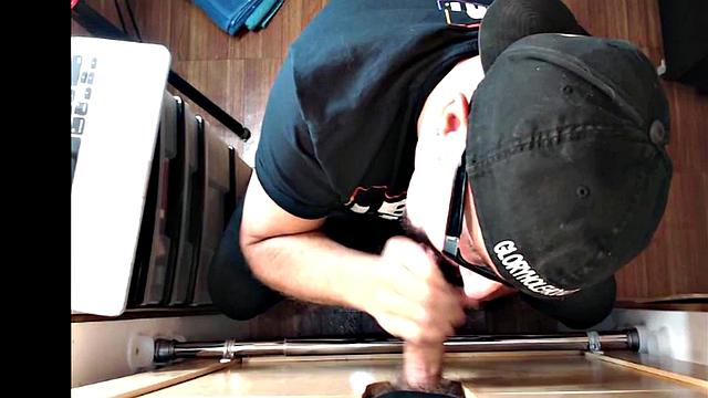 Gloryhole amateur DILF gets fucked after blowjob