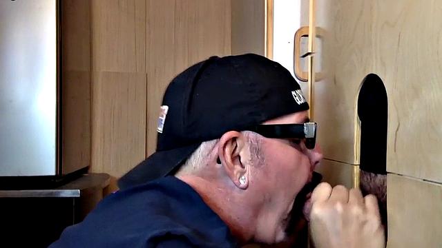 Gloryhole amateur DILF gets fucked after blowjob