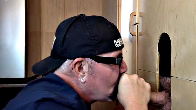 Gloryhole amateur DILF gets fucked after blowjob