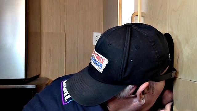 Gloryhole amateur DILF gets fucked after blowjob