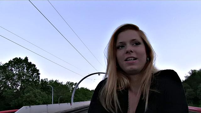 Hot blonde wants stranger to fuck outside