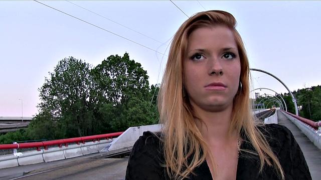 Hot blonde wants stranger to fuck outside