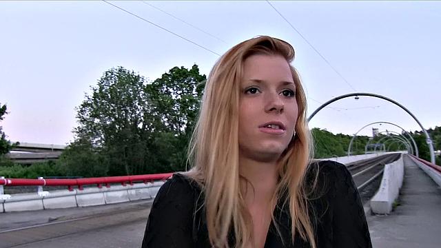 Hot blonde wants stranger to fuck outside