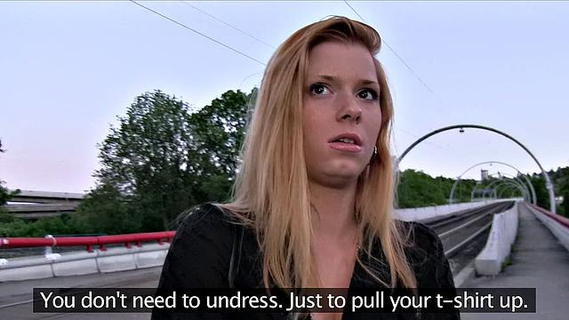 Hot blonde wants stranger to fuck outside