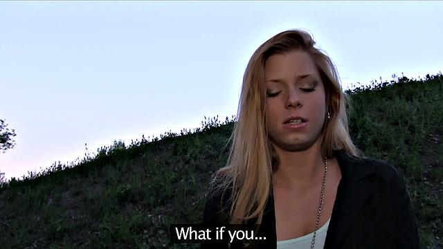 Hot blonde wants stranger to fuck outside