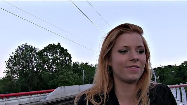 Hot blonde wants stranger to fuck outside