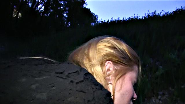 Hot blonde wants stranger to fuck outside