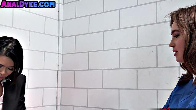 Horny cute lesbian assfucked with toy