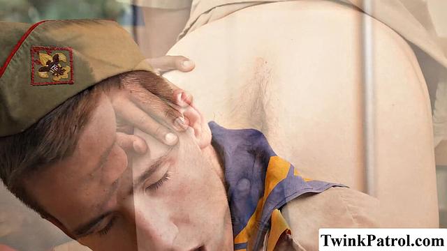 Scout officer enjoys himself in the ass of Twink