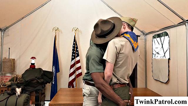 Scout officer enjoys himself in the ass of Twink