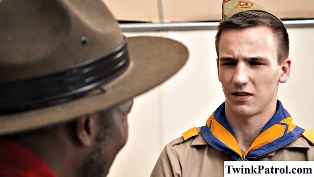 Scout officer enjoys himself in the ass of Twink