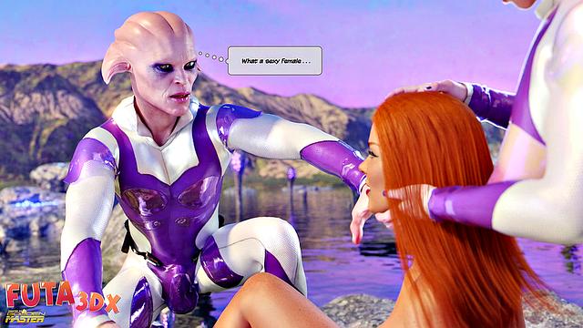 Futa3dX - Hot Futa Babe Joins Alien Threesome On Another Planet