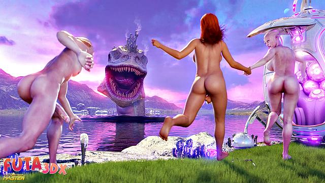 Futa3dX - Hot Futa Babe Joins Alien Threesome On Another Planet