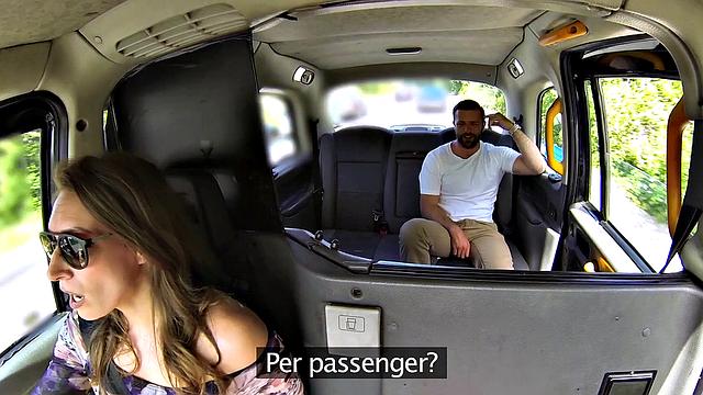 Big Sticky Facial after wild cab sex with glasses-wearing babe