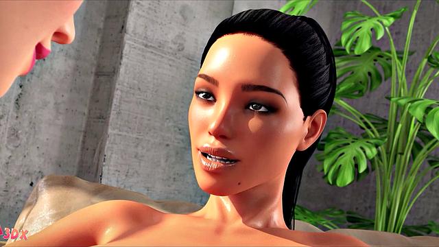 блондинка-фута с огромным членом жарит грудную брюнетку