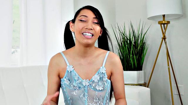 Petite babe facefucked by lover's cock