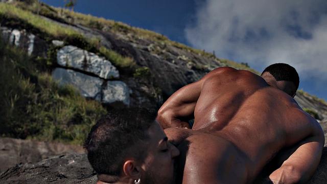 White top bangs Ebony bottom outdoor in asshole