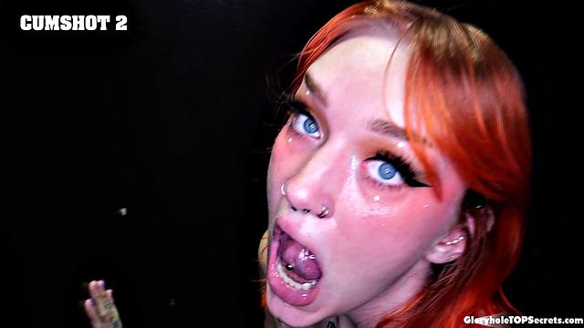 Кэсси-рыжая на глори-холе глотает bbc и не моргает глазом