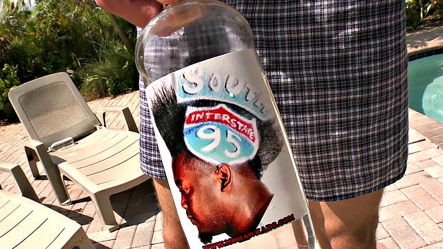 Tattooed Latina Poppin gets her trimmed wet pussy pounded in poolside doggystyle