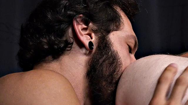 Juicy rimjob for skinny twink by bearded inked jock