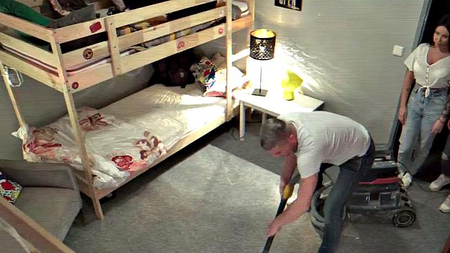 Curvy hostel babes suck cock and get pounded in 3some