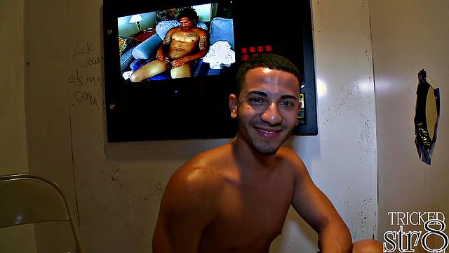 Nasty straight guy cocksucked in gloryhole