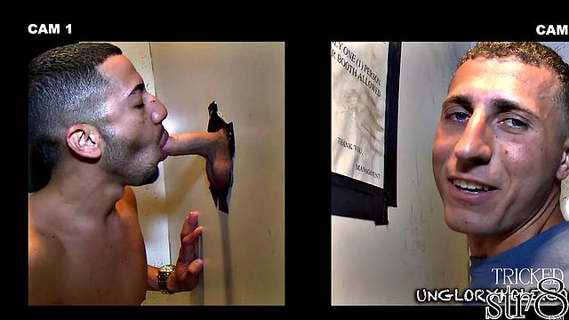 Nasty straight guy cocksucked in gloryhole